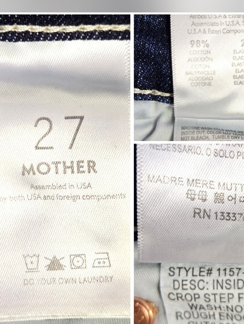 Mother The Dazzler Shift Jean Size 27 Dark Blue Denim Straight Leg Mid-rise - Picture 13 of 13